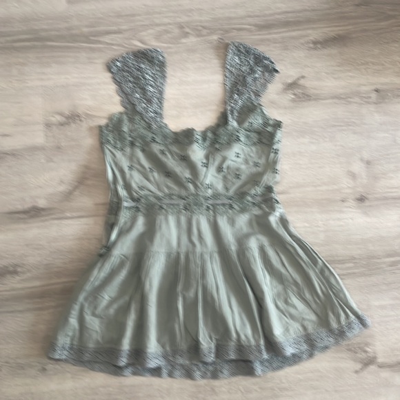 Free People mini dress Lace Trim Light Blue Dress Size 6 - Picture 3 of 5